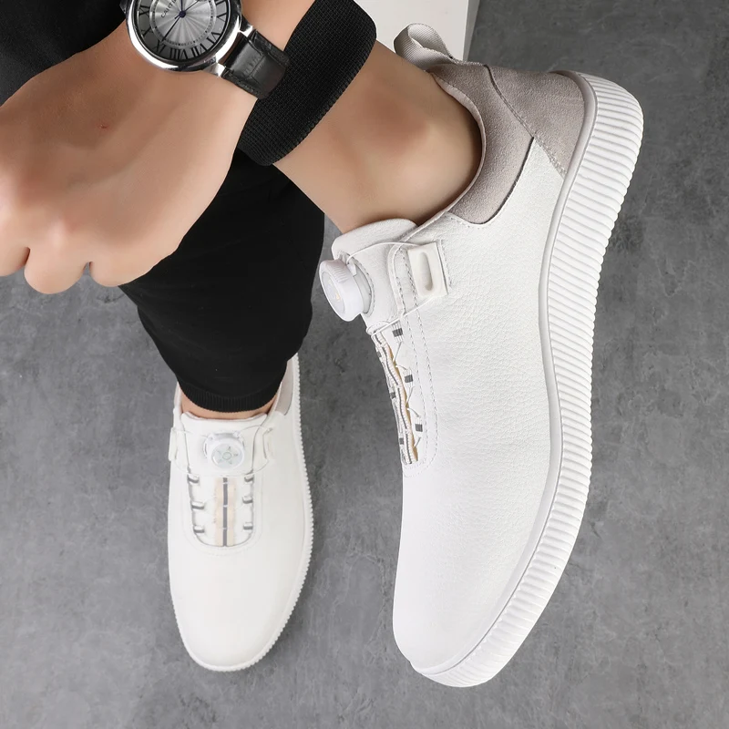 Hot Selling Men Casual Shoes with Exquisite Lychee Pattern Spiral Lock Design Lightweight Suitable for Daily Driving Walking