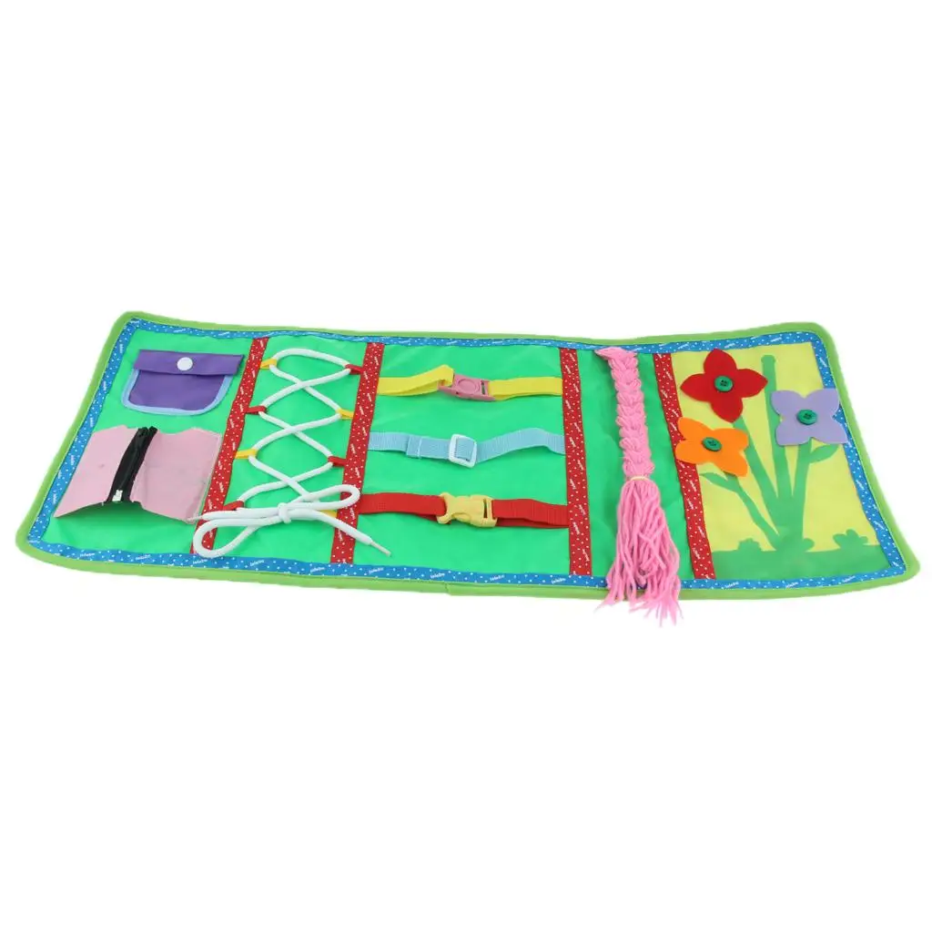 

Тканевая книга, платье для малышей, базовые жизненные навыки Монтессори, обучающие игрушки на молнии, застежка, пуговица, пряжка, кружево, галстук-головоломка