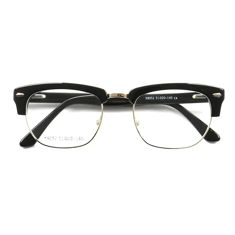 

Women Retro Eyeglass Frames Prescription Eyewear Business Men Square Glasses Frames Metal Half Rim Acetate Optical Spectacles