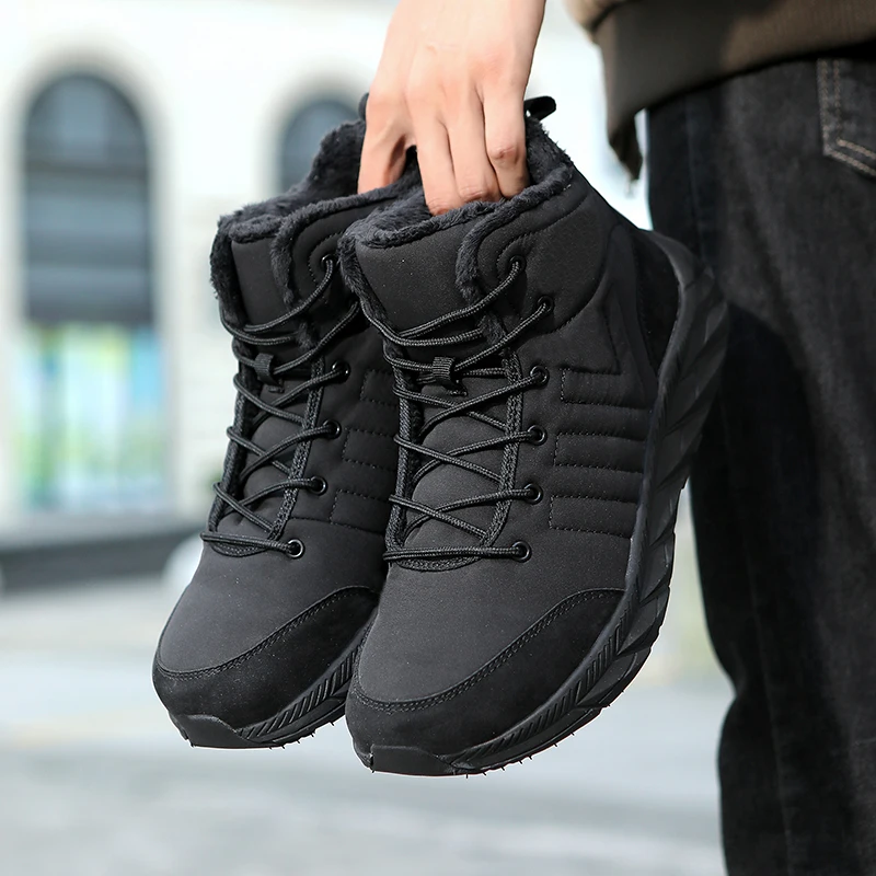 

Высококачественные кожаные ботинки, уличные походные ботинки, новые мужские зимние теплые зимние ботильоны с хлопковой подкладкой, мужские рабочие походные ботинки