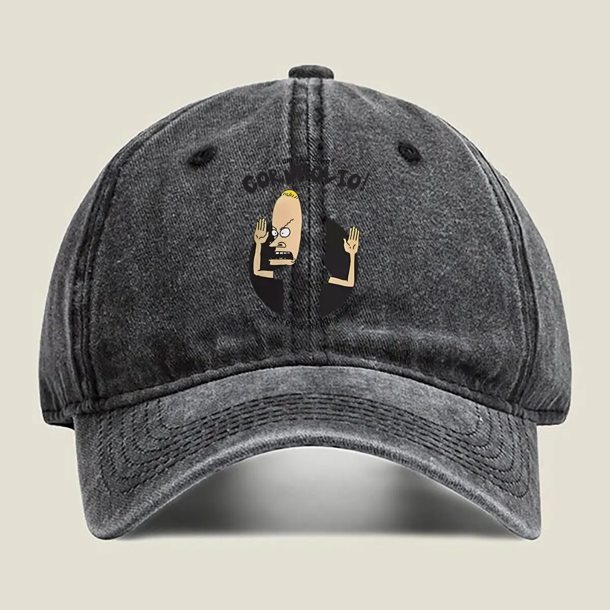 

Cornholio Character Beavis and Butt - Head - Inspired Humor Washed Baseball Cap