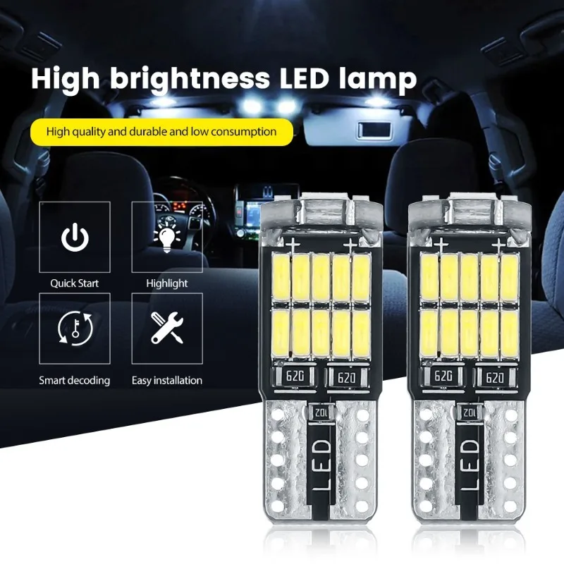 2pcs T10 Led Canbus No Error Car Interior Light T10 26 SMD 4014 Chip Pure White Instrument Lights B Car Parking Position Lights