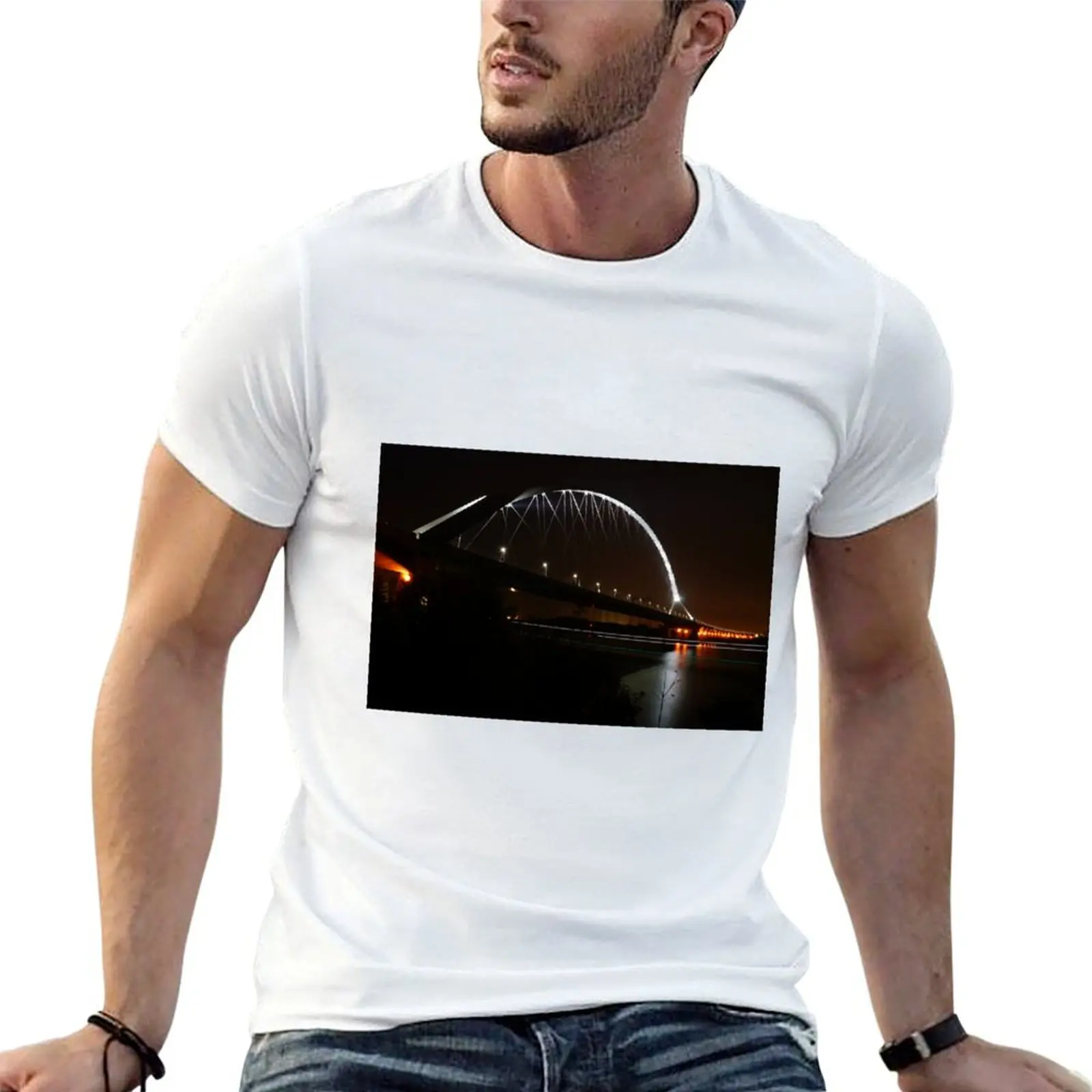 

Very nice bridge (de Oversteek, Nijmegen) at night T-Shirt anime tshirt t shirts with prints man t shirt cotton T-shirt