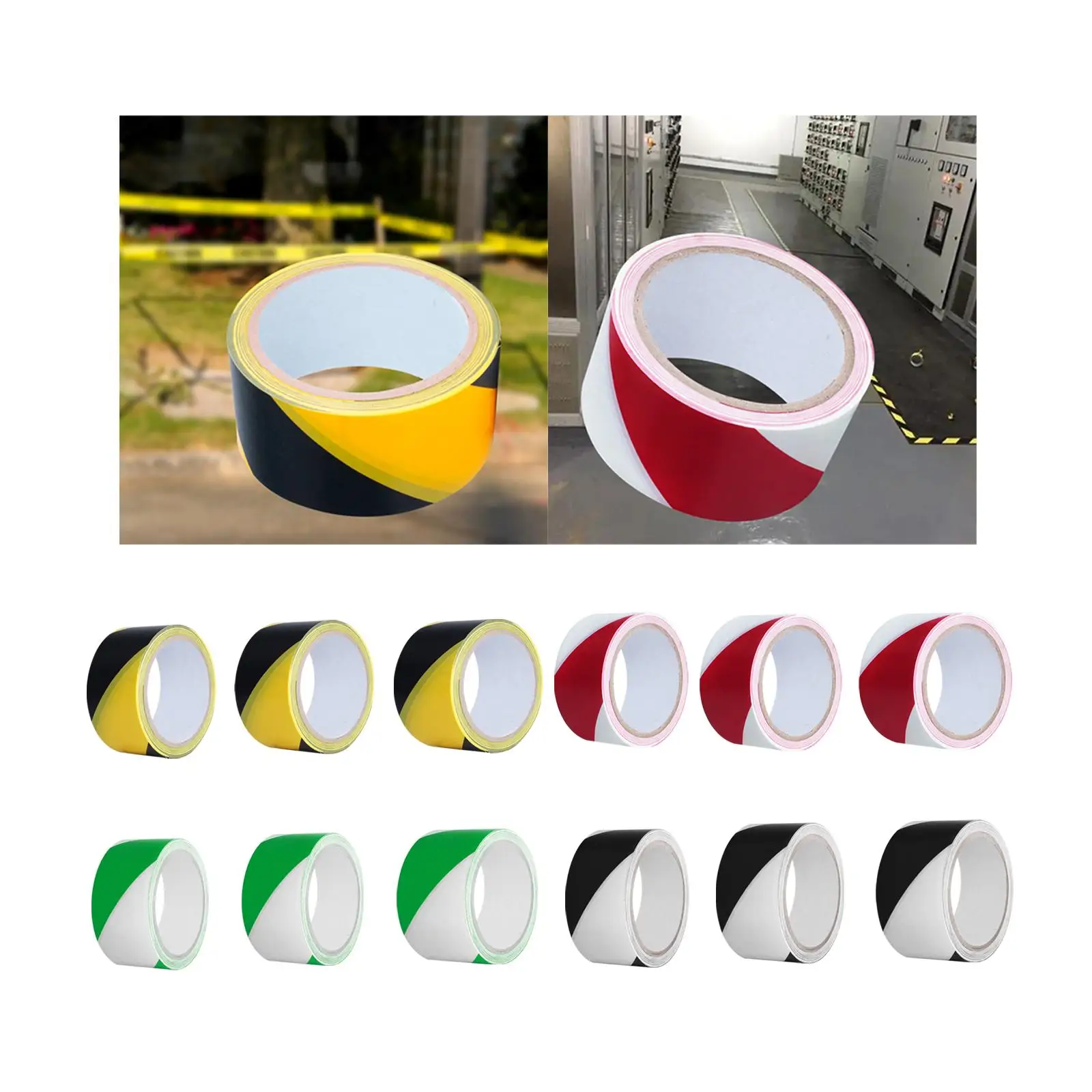 2xWarning Tape Caution Tape 18M Easy to Use PVC Hazard Warning Stripe Tape for Equipment ,Warehouse, Pipes