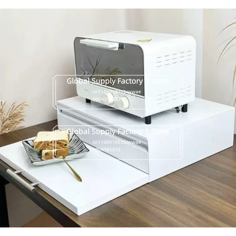 Pull Out Microwave Oven Stand Tray Kitchen Countertop Organizer Sliding Drawer Shelf Expandable Prep Board Rack