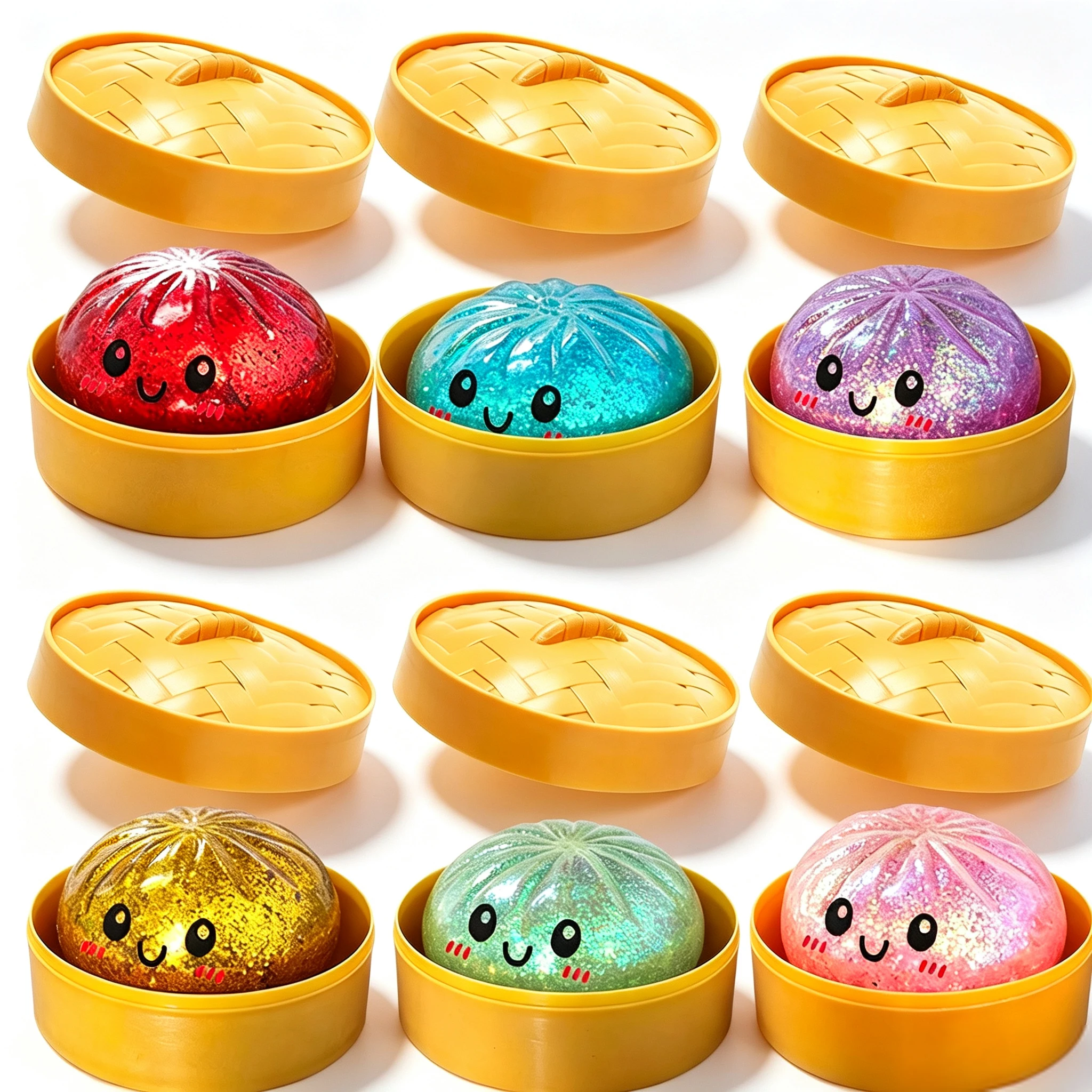 Ultra Rare Hidden Gold Glitter Dumpling Squishy Surprise Box Soft TPR Sensory Fidget Squeeze Toy Stress Relief with Steamer Case - view 4