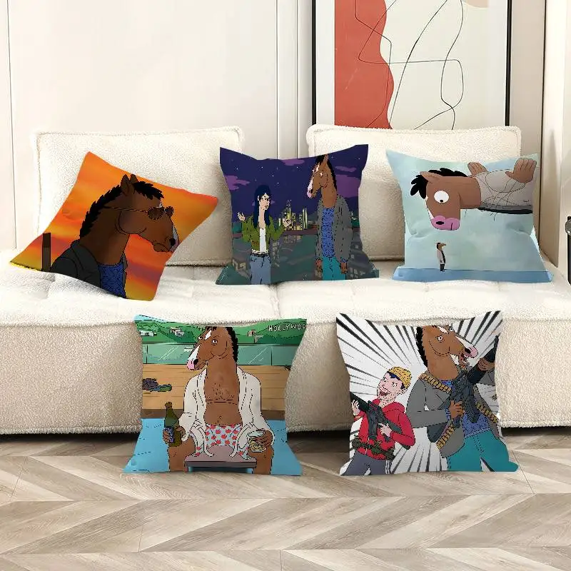 Animation B-BoJack H-Horseman Cushion Cover Car Throw Pillow Case For Sofa Car Christmas Gift 40x40cm 45x45cm