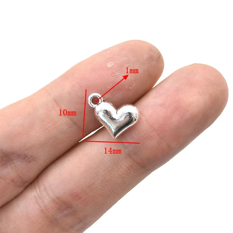 20pcs Polished Puff Love Heart Charms Alloy Metal Mini Metal Heart Pendants For DIY Necklace Bracelet Earring Jewely Making
