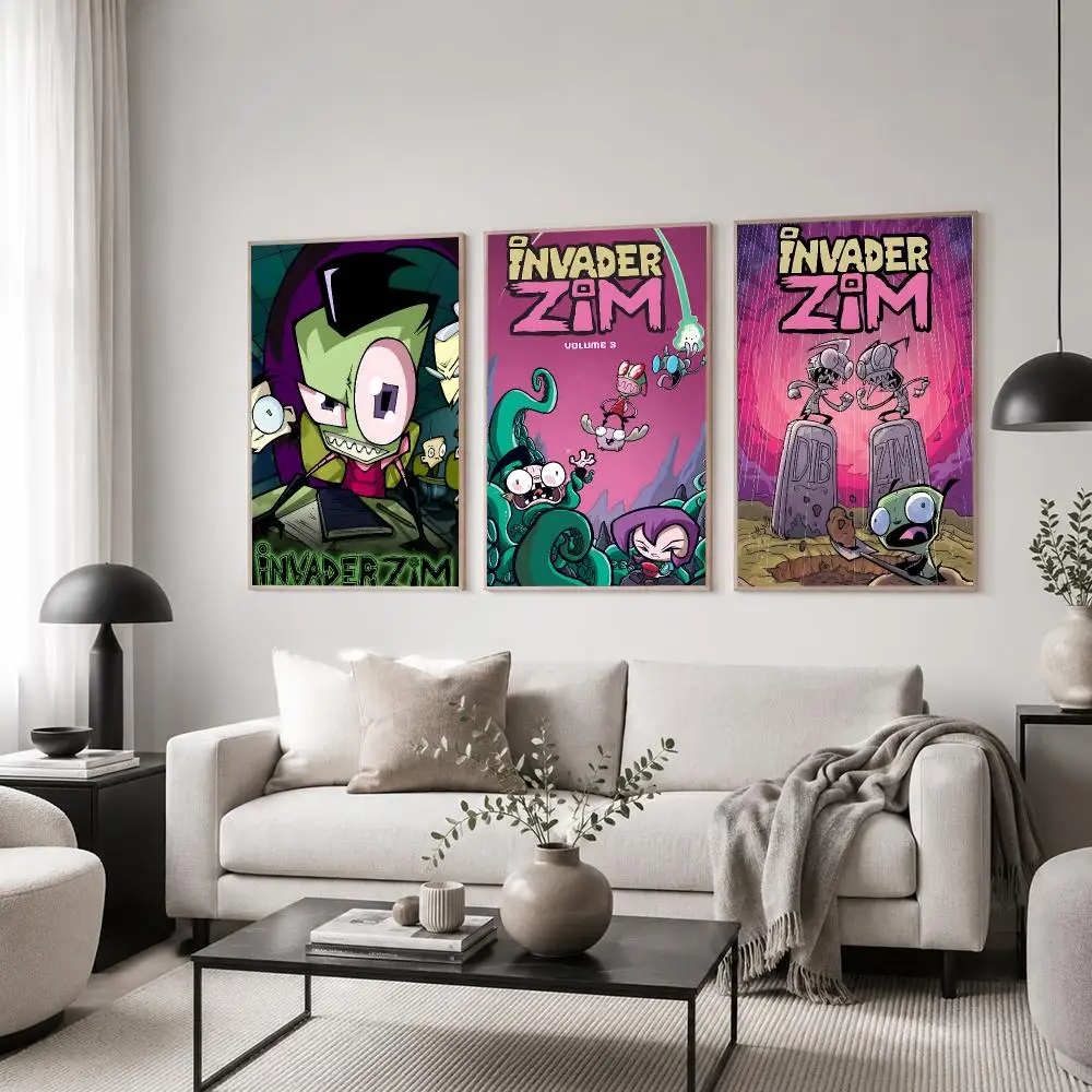 Cartoon Invader Zim Poster Classic Poster HD Art Sticky Wall Waterproof Home Living Room Bedroom  Aesthetic Decoration