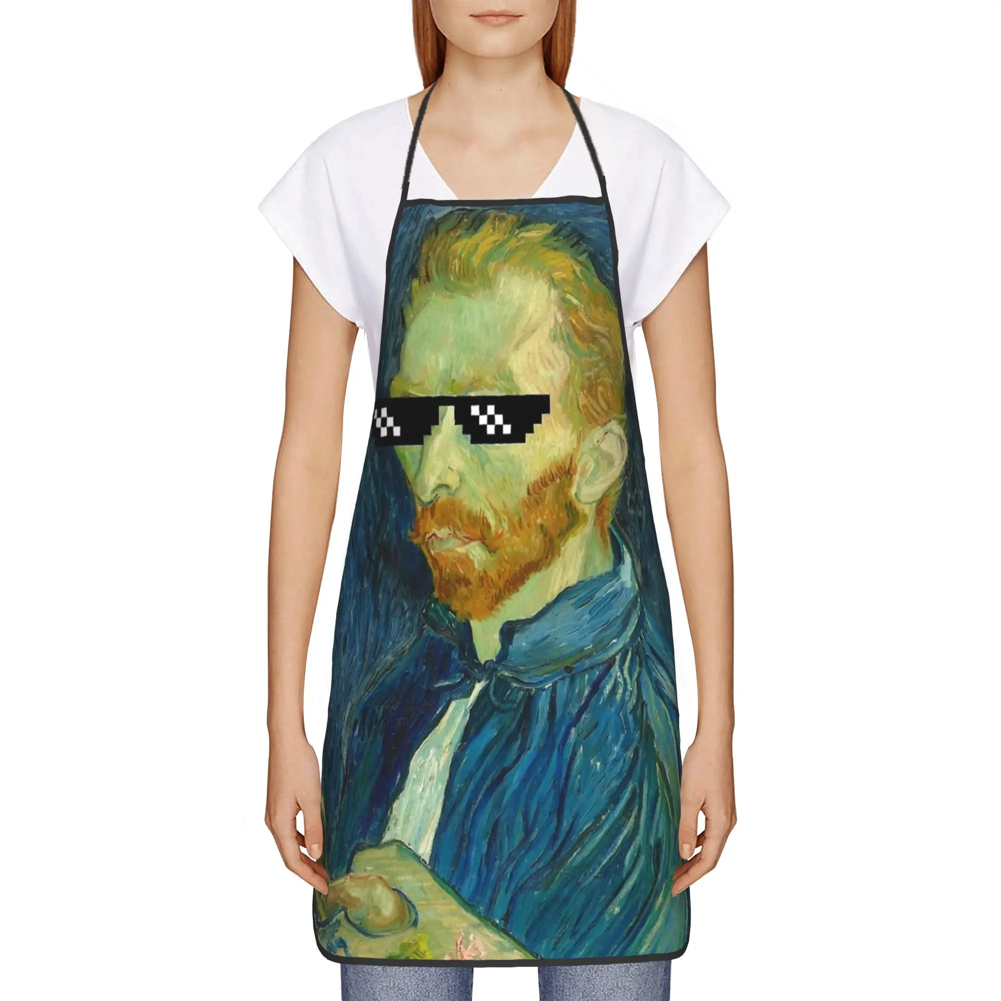 Gogh but Make it Cool Apron  Manicure Home Kitchen Accessories Household Cute Aprons without Pocket