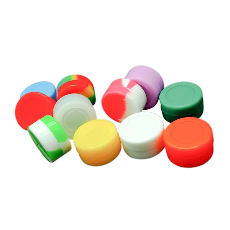 2ML Silicone Jar Oil Wax Storage Box 100Pcs Nonstick Silicone Container Travel Face Cream Jar Liquid Cosmetic Ointment Container