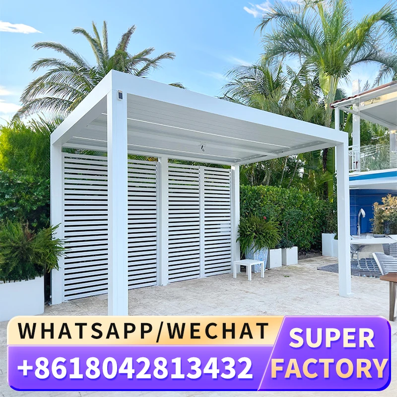 Factory Wholesale Aluminum Hardtop Fixed Roof Gazebo Outdoor Waterproof Pergola Carport for Yard