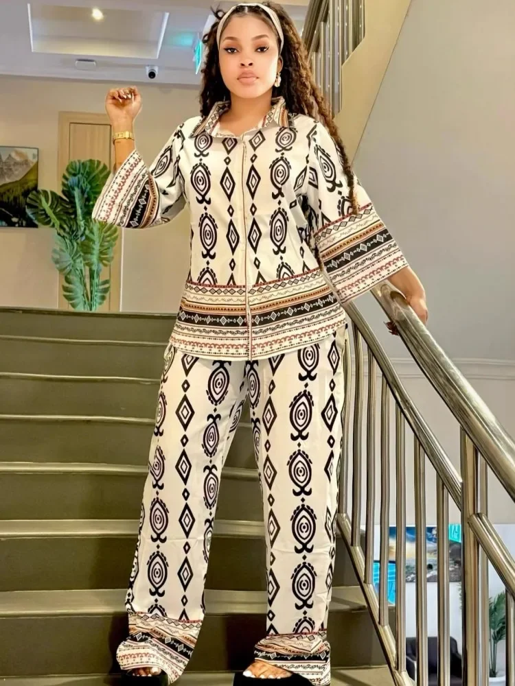 2 Piece Women Sets Dashiki African New Arrival Spring Autumn Matching Sets Two Pieces Sets Tops And Pants Suits Outfits Clothing