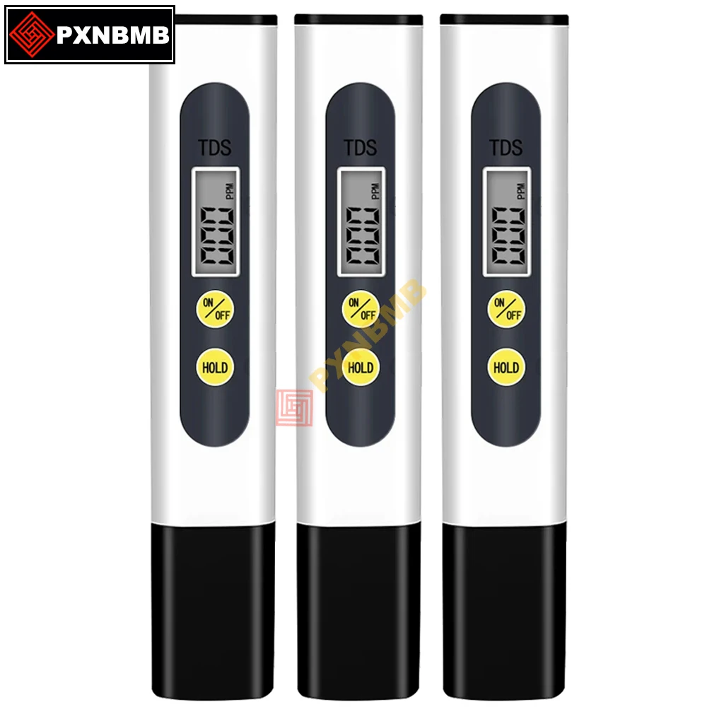 Digitaler Wassertester, TDS-Messgerät, 3 V, 0–9990 PPM, Wasserqualitätstester, Stift, hintergrundbeleuchtetes LCD-Display für Pools, Trinkwasseraquarien