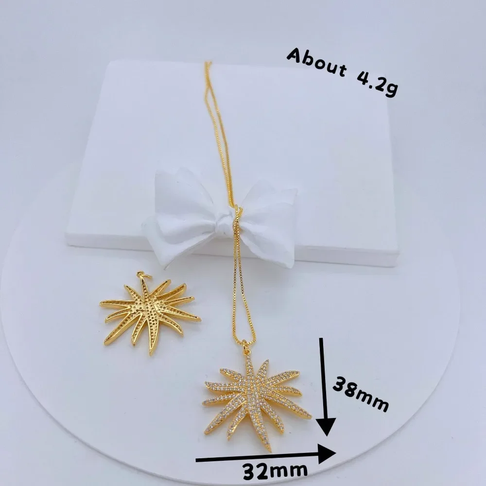 1 Pcs Micro Inlay Zircon Hollow Pendant Only Diy Necklace Making Supplies Copper Plated Gold Star Jewelry Accessories Wholesale