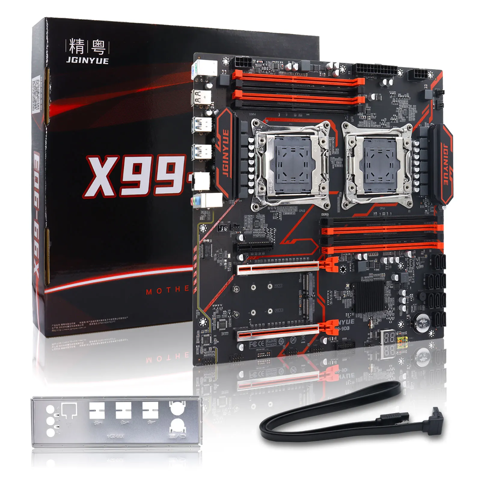 JGINYUE X99‑9D3 Dual‑CPU Motherboard Kit With 2×Xeon E5‑2673 V3 LGA2011‑3 E‑ATX DDR3 Max 128GB M.2 NVME Workstation Server Mainb