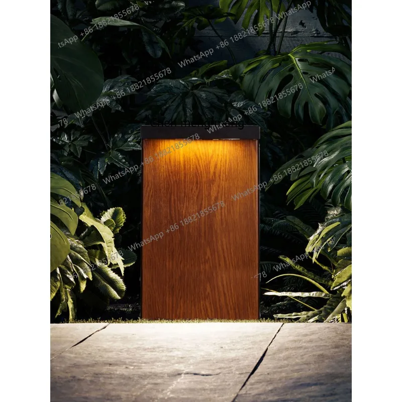 Outdoor solar lawn light waterproof courtyard aisle light outdoor modern simple villa garden wood grain grass light