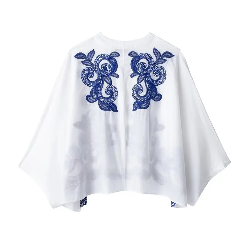 Summer 2024 Women's Fashion Versatile Embroidered Shirt Color Block High Waist  Skirt Stylish Ensemble for Young Professi...