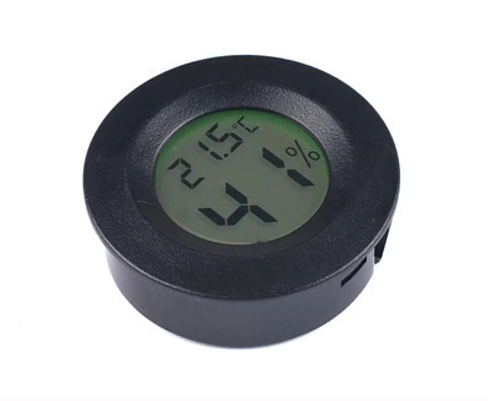 Round Electronic Thermo-Hygrometer Mini LCD Digital Thermometer Reptiles Aquarium Photo Instrument