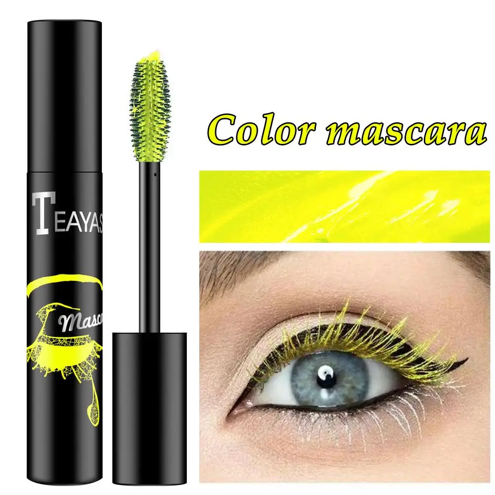 Professional Color Waterproof Maquiagem Mascara, Rápido, cílios fluorescentes, cílios verdes, Seco Alongamento, Z6v6
