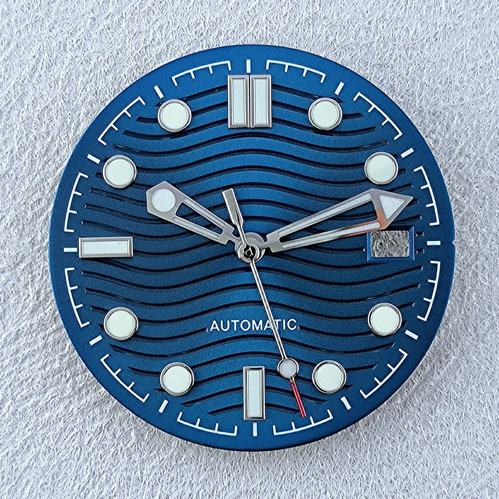 NH35 الطلب 32 مللي متر شعار مخصص الطلب صالح NH35/NH سلسلة الحركة اليابانية الأخضر مضيئة ساعة عالية الجودة تعديل الملحقات