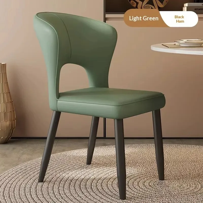 Simple Luxury Modern PU Leather Dining Chair Light-Weighted Dining Room Furniture Metal Legs for Home Nordic Hotel Restaurant