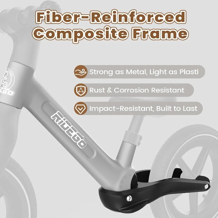 14インチバランスバイク、3～6歳向け、軽量幼児用自転車、空気入りゴムタイヤ、調節可能なシート、丈夫なプッシュバイク、ギフトに最適