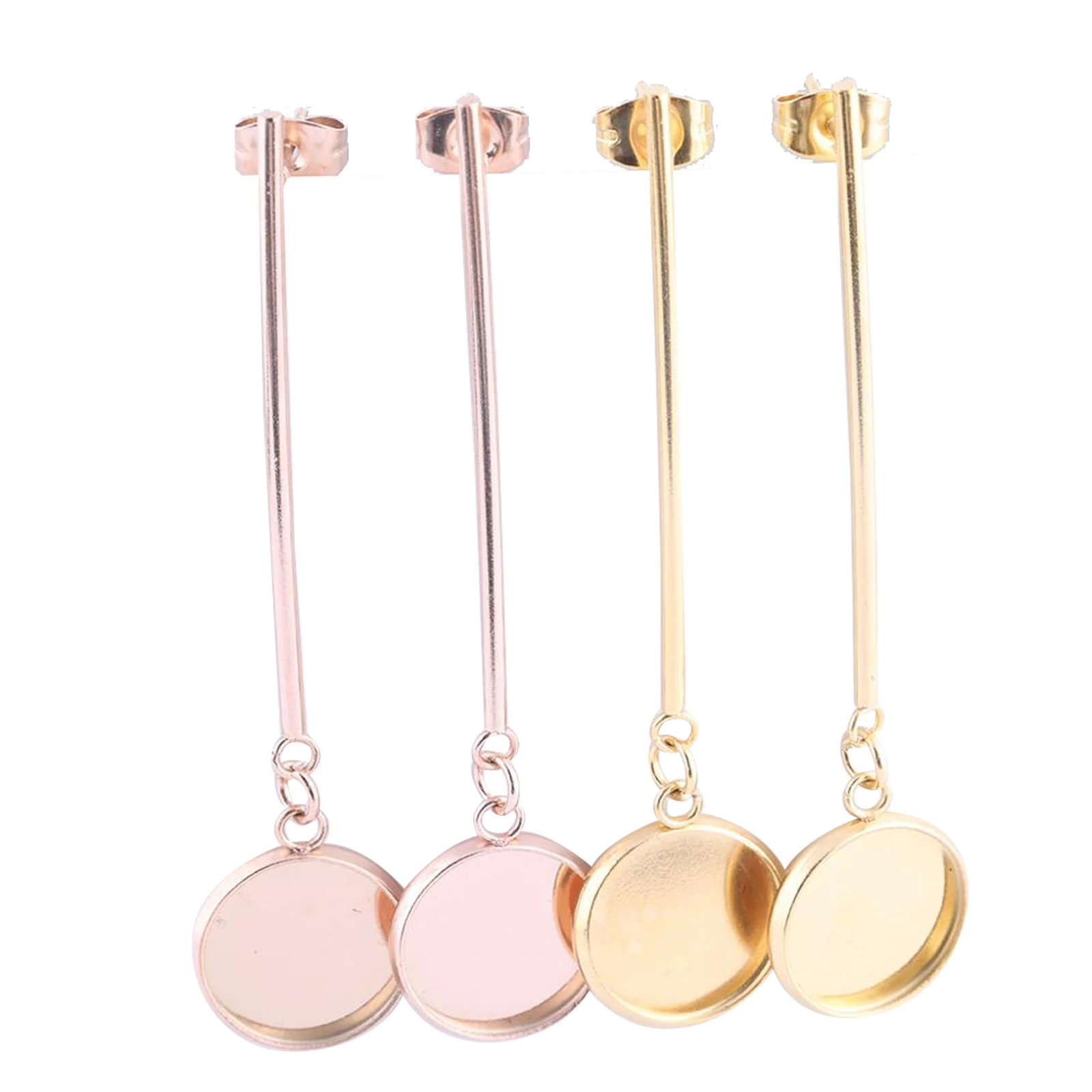 10pcs Long Bar Dangle Earring Base Fit 12mm Cabochon Setting Blanks stainless steel bezels For Jewelry Making Accessories