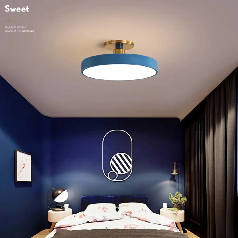 Modern Nordic Macaron LED Ceiling Light, Pingente Circular, Decoração de Interiores, Quarto de Crianças, Sala de Jantar