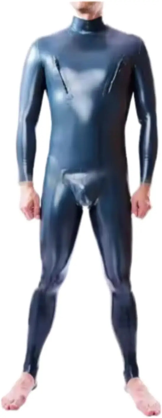 

Latex Rubber Bodysuit Chest Zipper with Crotch Protector 0.4mm