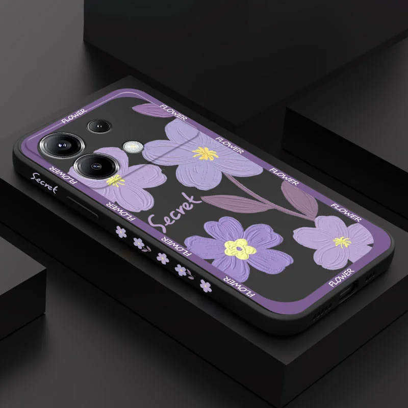 Purple Flower Phone Case For Xiaomi Poco X6 M5 M5S F5 X5 F4 X4 M4 F3 M3 X3 F2 Pro X2 4G 5G GT NFC Silicone Cover