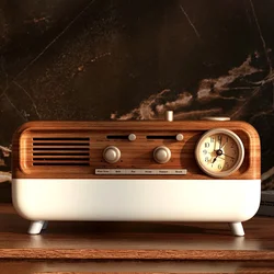 Vintage Sleep Sound Machine Sunrise Simulation Wake Up Alarm Clock Bedside Night Light Faux Wood Grain White Noise Sound Machine