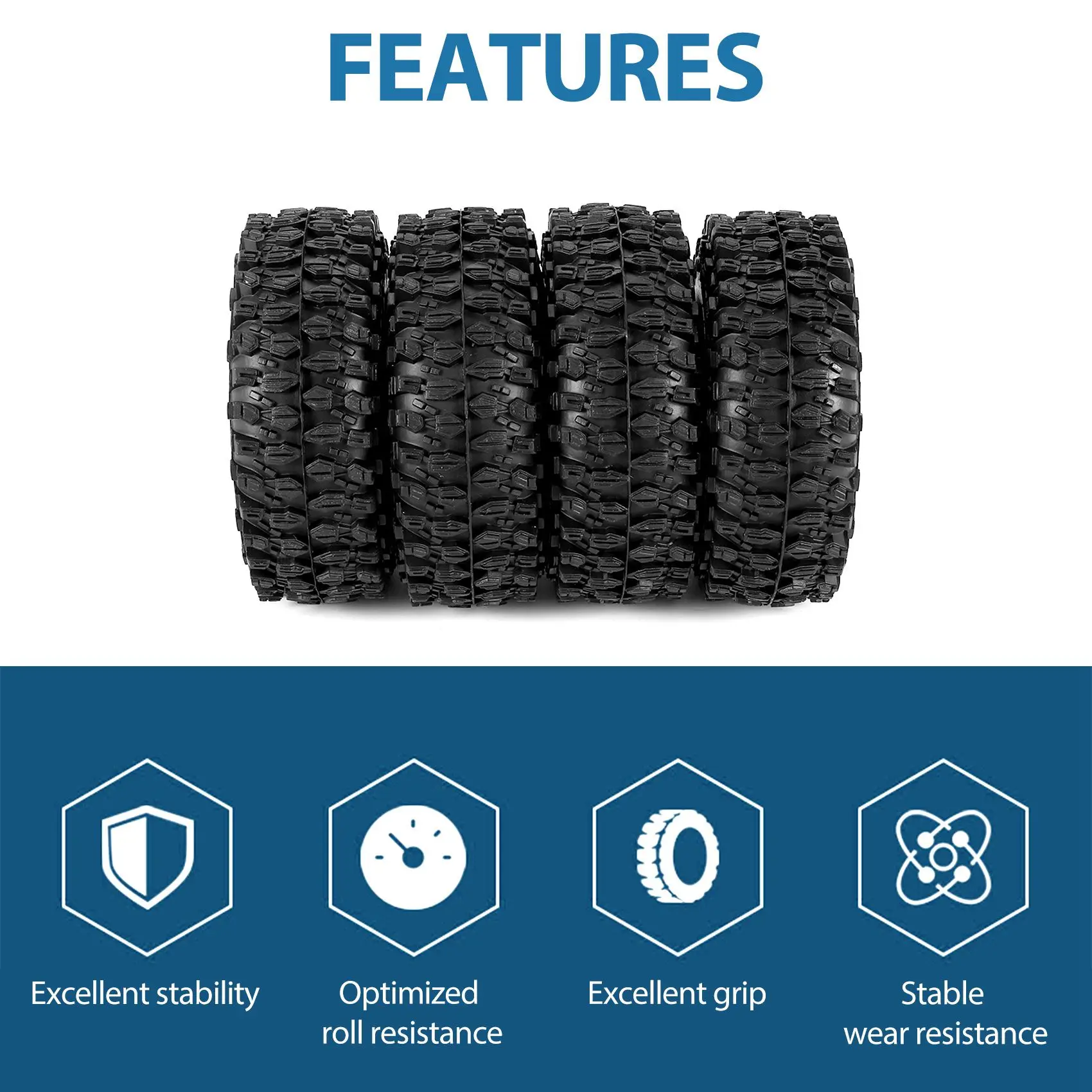 

Lo-ok 4PCS 1.9 Inch Rubber Tyre 1.9 Wheel Tires 108X40MM for 1/10 RC Crawler TRX4 Axial SCX10 90046 AXI03007