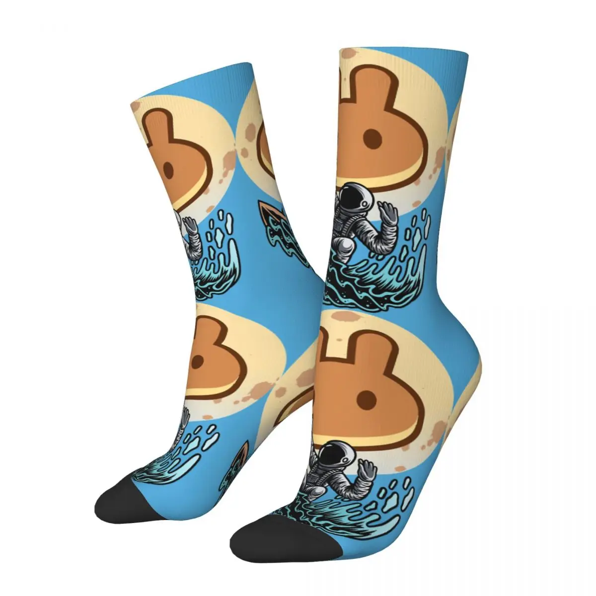 Happy Funny Men's compression Socks To The Moon Vintage Harajuku Cryptocurrency Miner Hip Hop Novelty Pattern Crew Crazy Sock