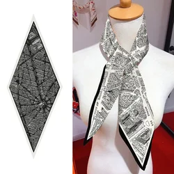 Diamond Scarf Castle Print Silk Scarves Wraps Women Luxury Bandana Headband Lady Hijabs Foulards Neckerchief Shawls