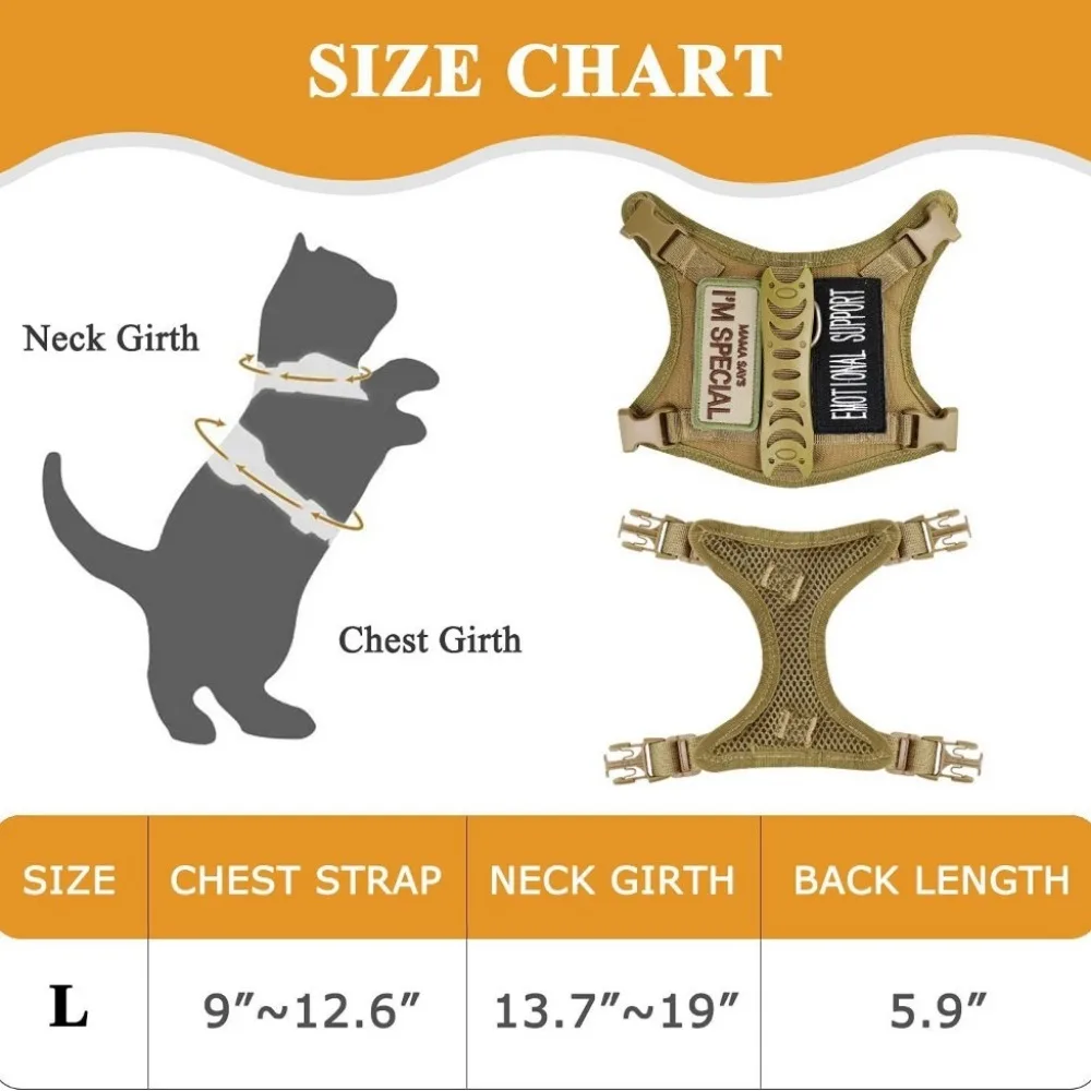 Tactical Cat Chest Harness Vest Style Traction Rope Anti Slip Adjustable Disassembly Outdoor Traction Rope for Cat and Small Dog