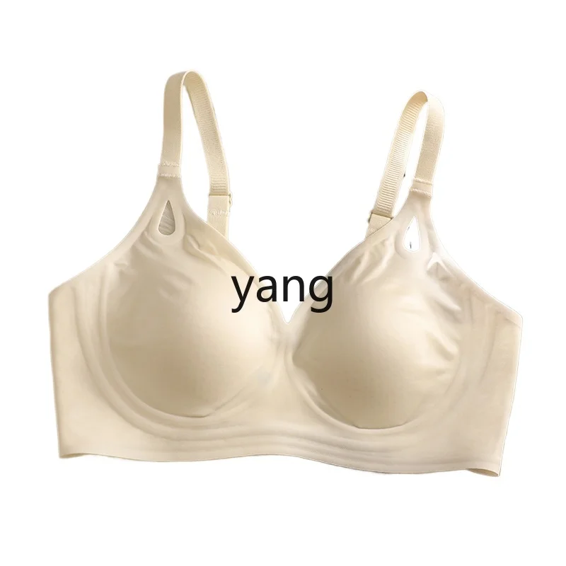 

LMM summer satin cool underwear women's big breasts are small, no steel ring soft support anti-sagging
