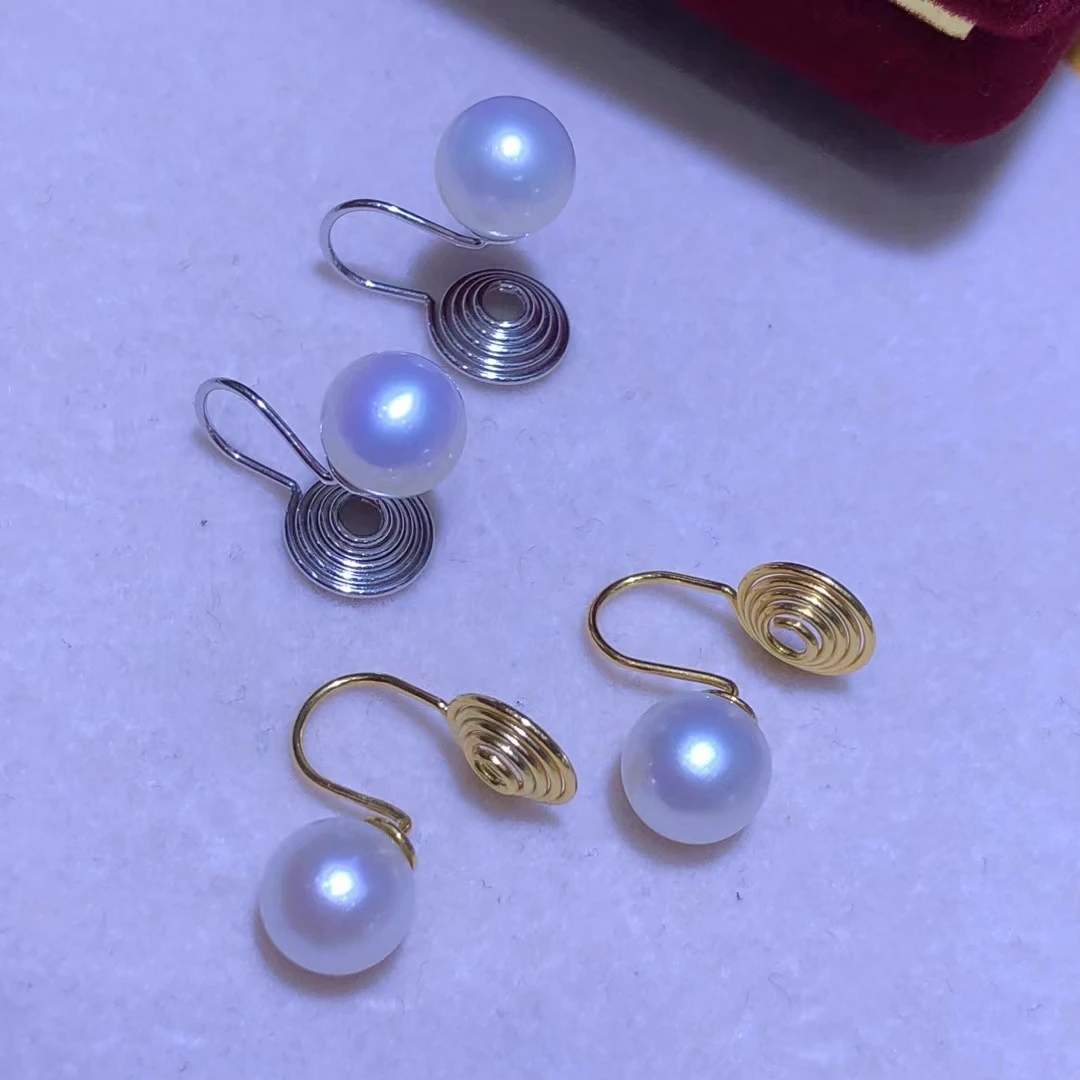 

Оптовая продажа, серьги из стерлингового серебра 925 пробы, зажим для крепления, фурнитура, базовые монтажные детали, аксессуар для жемчуга 8-9 мм, 5 пар/лот