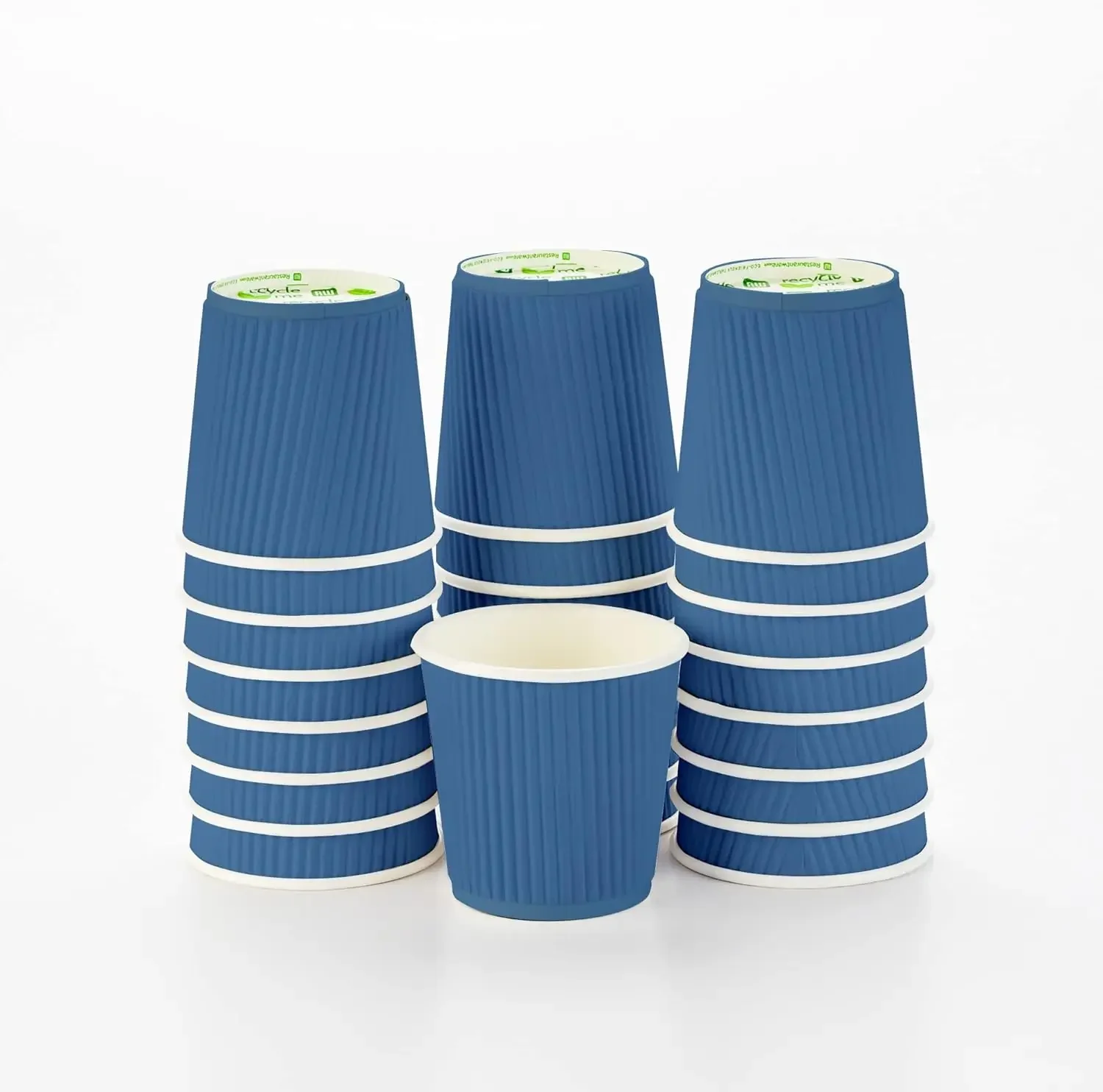 4 Ounce Disposable Coffee Cups 500 Ripple Wall Hot Cups For Coffee - Lids Sold Separately Rolled Rim Blue Paper Insulated