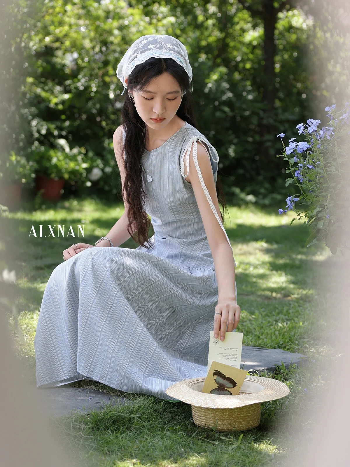 กระโปรงยาวทรงเอ สไตล์ลำลอง สำหรับผู้หญิง ไซส์เล็ก รุ่นคลาสซี่ สีฟ้า สำหรับฤดูร้อน