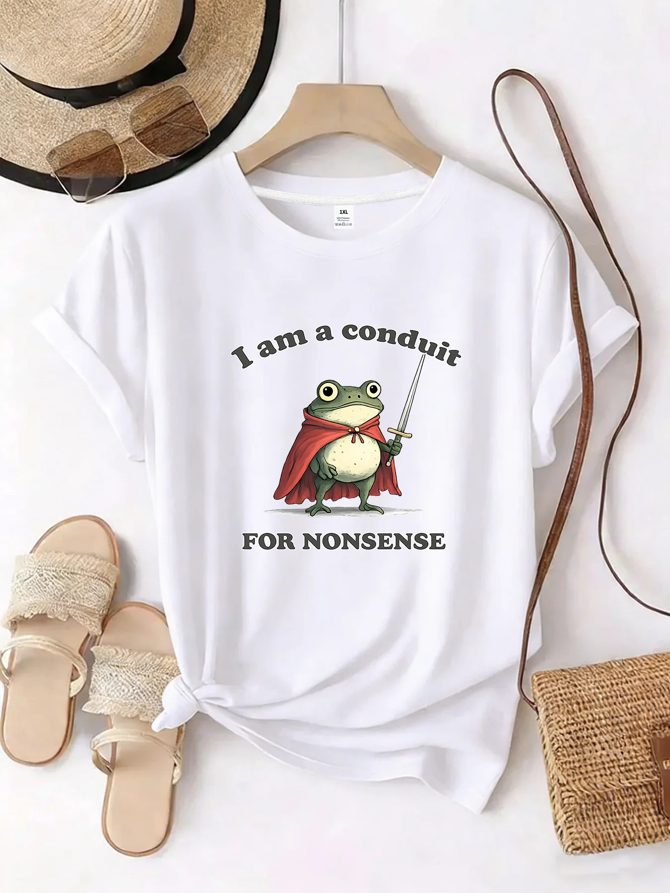 

【WZM10611】Plus Size Women's Crew Neck Casual Short Sleeve T-Shirt Stretch Half Sleeve with Trendy Print