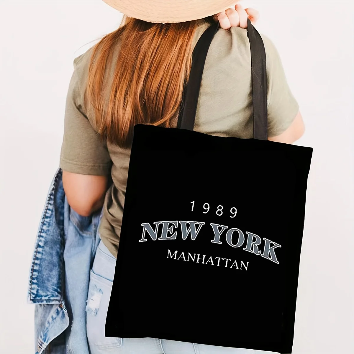 حقيبة حمل قماشية مطبوعة من York من المنهاتن ، حقيبة كتف متينة للمتسوقين للسفر والتسوق ، حقائب للاستخدام غير الرسمي