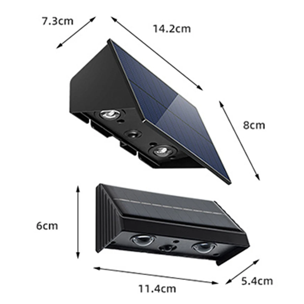 태양광 울타리 조명, 태양광 발전, 따뜻한 벽 조명, 야외 방수 0.95W, 43LM + 5LM, 황혼에서 새벽까지 데크 조명