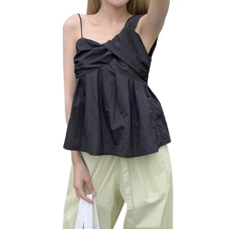 Summer Women\'s Camisole Fashion Temperament Solid Colour Sleeveless Women Blouse