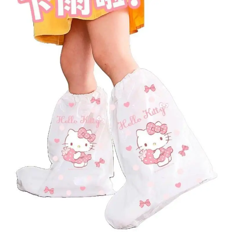 

Sanrio Children Disposable Shoe Cover Hello Kitty Kawaii Comic Student Waterproof Non-Slip Thickening Boots Rain Shoe Cover New