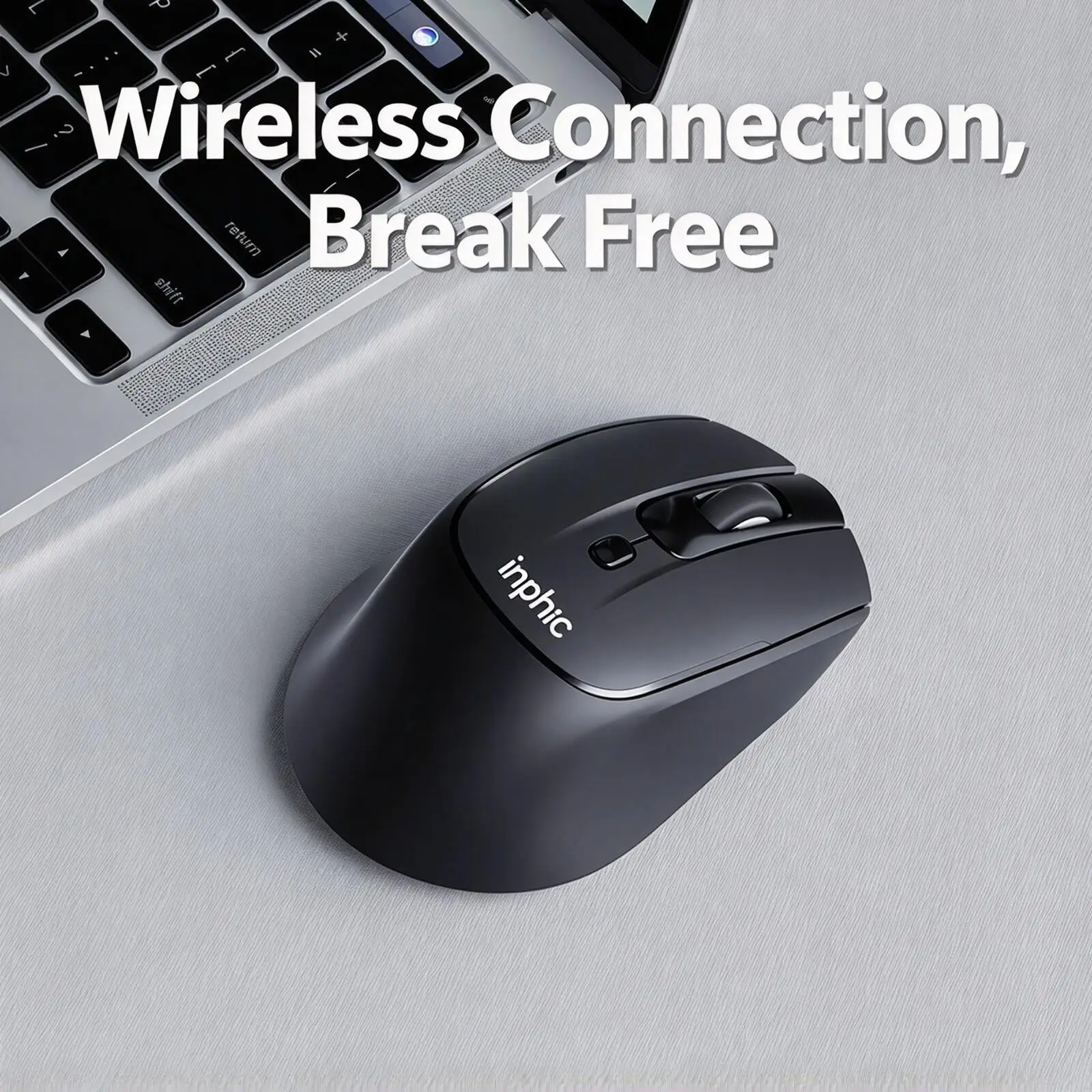 Inphic Wireless Mouse Rechargeable Type-C Silent Ergonomic 6 Buttons DPI Adjustable Office Mice For Laptop PC Desktop