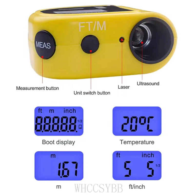 Digital Distance Meter Laser Measuring Digital Display Measuring Tape Laser Tape Range Finder Mini Laser Rangefinder Measure