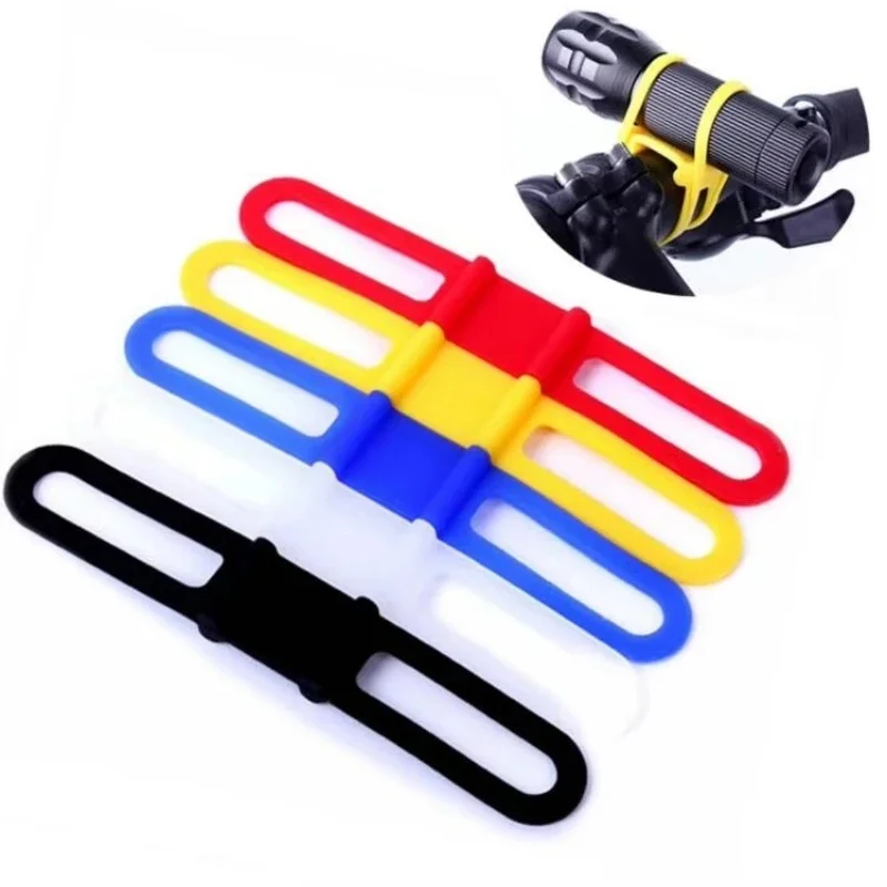 3/6Pcs Silicone Bicycle Handlebar Silicone Strap Band Cycling Light Holder Phone Fixing Elastic Tie Rope Torch Flashlight Bandag