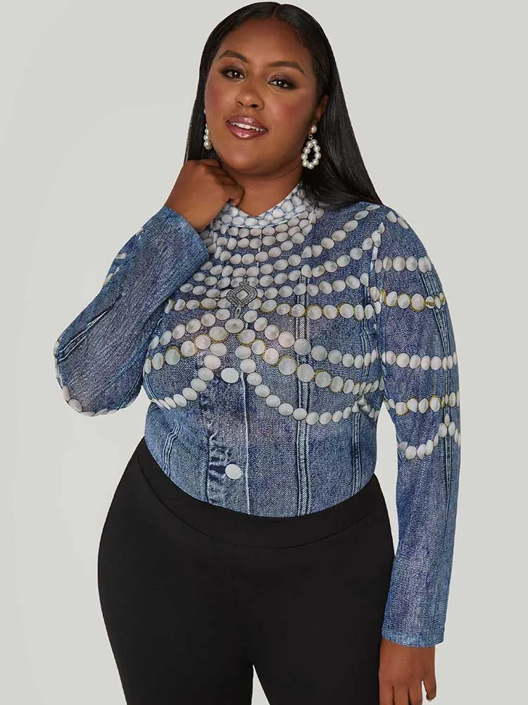 

Топы больших размеров, женские осенние милые топы с длинными рукавами и бусинами, рубашки и блузки с круглым вырезом и высокой талией, оптовая продажа, дропшиппинг