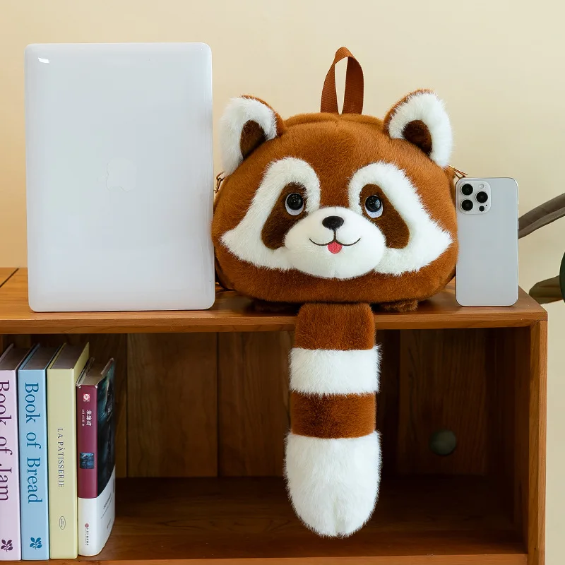 かわいいぬいぐるみアライグマハンドバッグ、面白い人形手作りバックパック、大容量ショルダーバッグ、漫画の子供と女の子のデイバッグ